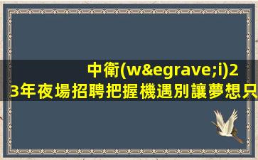 中衛(wèi)23年夜場招聘把握機遇別讓夢想只是夢和想