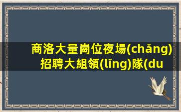 商洛大量崗位夜場(chǎng)招聘大組領(lǐng)隊(duì)直聘