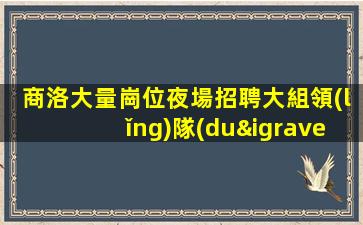 商洛大量崗位夜場招聘大組領(lǐng)隊(duì)直聘