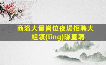 商洛大量崗位夜場招聘大組領(lǐng)隊直聘