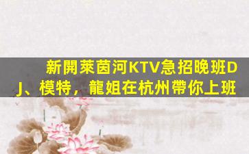 新開萊茵河KTV急招晚班DJ、模特，龍姐在杭州帶你上班