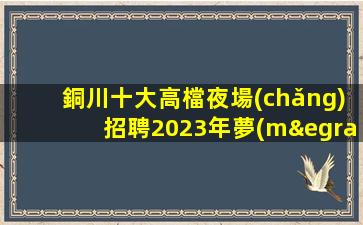 銅川十大高檔夜場(chǎng)招聘2023年夢(mèng)想開(kāi)始的地方