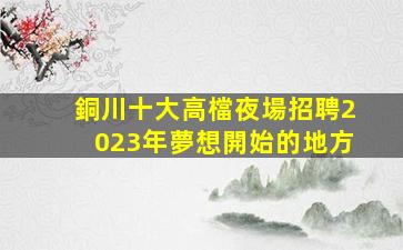 銅川十大高檔夜場招聘2023年夢想開始的地方